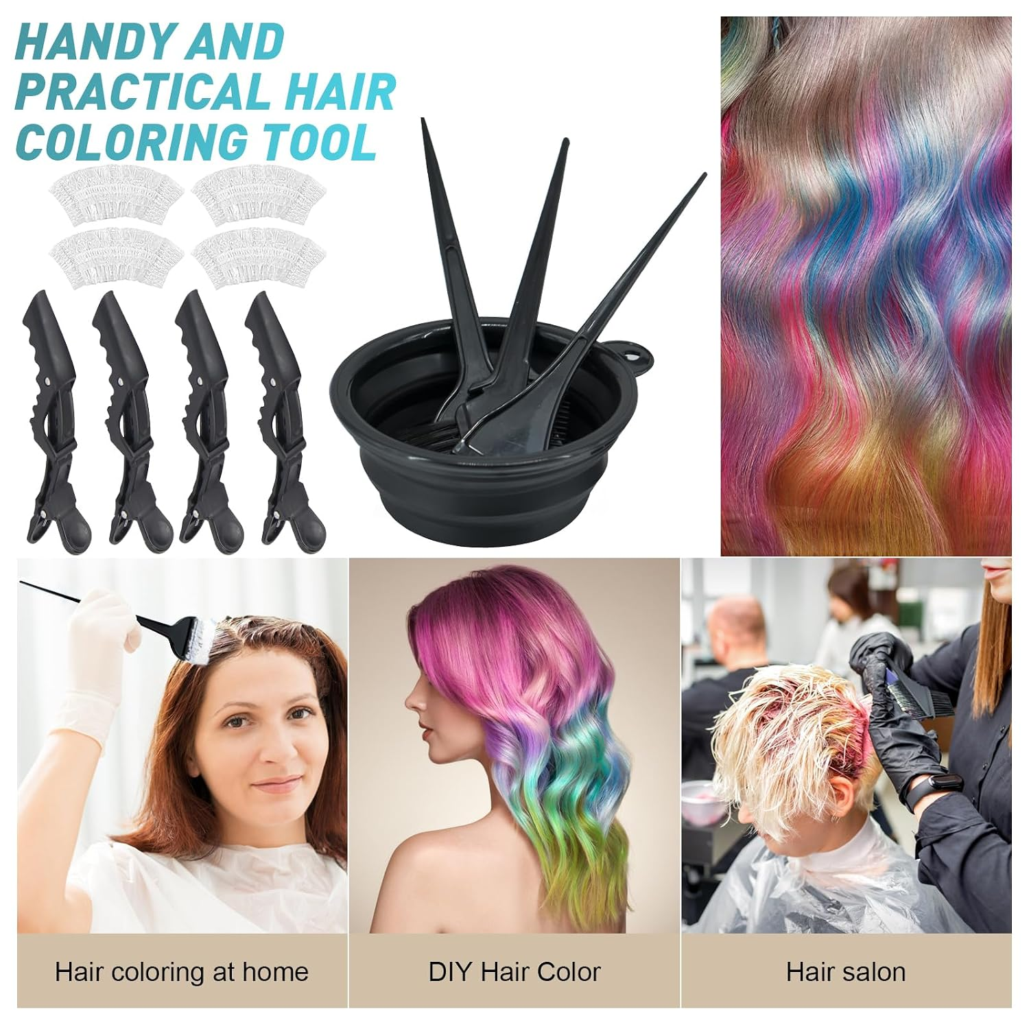 12 Pcs Hair Bleach Kit Professional Hair Coloring Products with Hair Dye Brush, Hair Color Bowl, Earmuffs, Hair Clips for Salon Hair Dye, Hair Color at Home, Hair Highlighting - Image 4