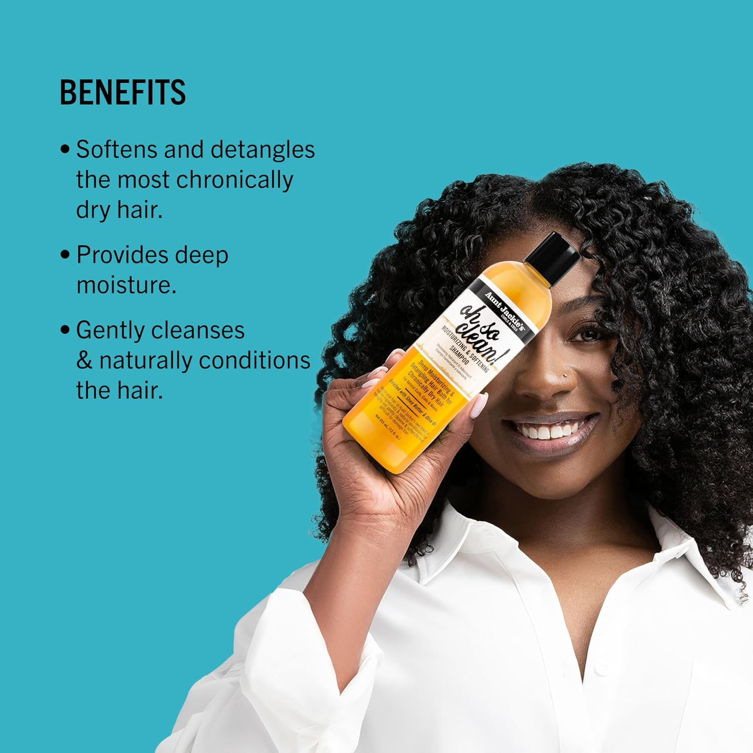 Curls and Coils Oh so Clean Deep Moisturizing and Softening Hair Shampoo for Natural Curls, Coils and Waves, Enriched Shea Butter, 12 Oz - Image 3