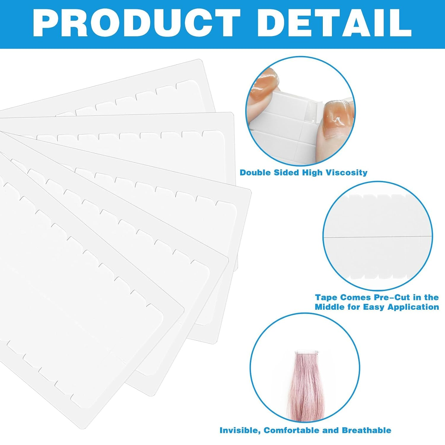 120Pcs Hair Extension Tape, White Hair Tape Replacement Adhesive Human Hair Tape Hair Extensions Double Sided Tape in Hair Extensions Human Hair, Hair Tape for Extensions Hair Salon Beauty Supplies - Image 4