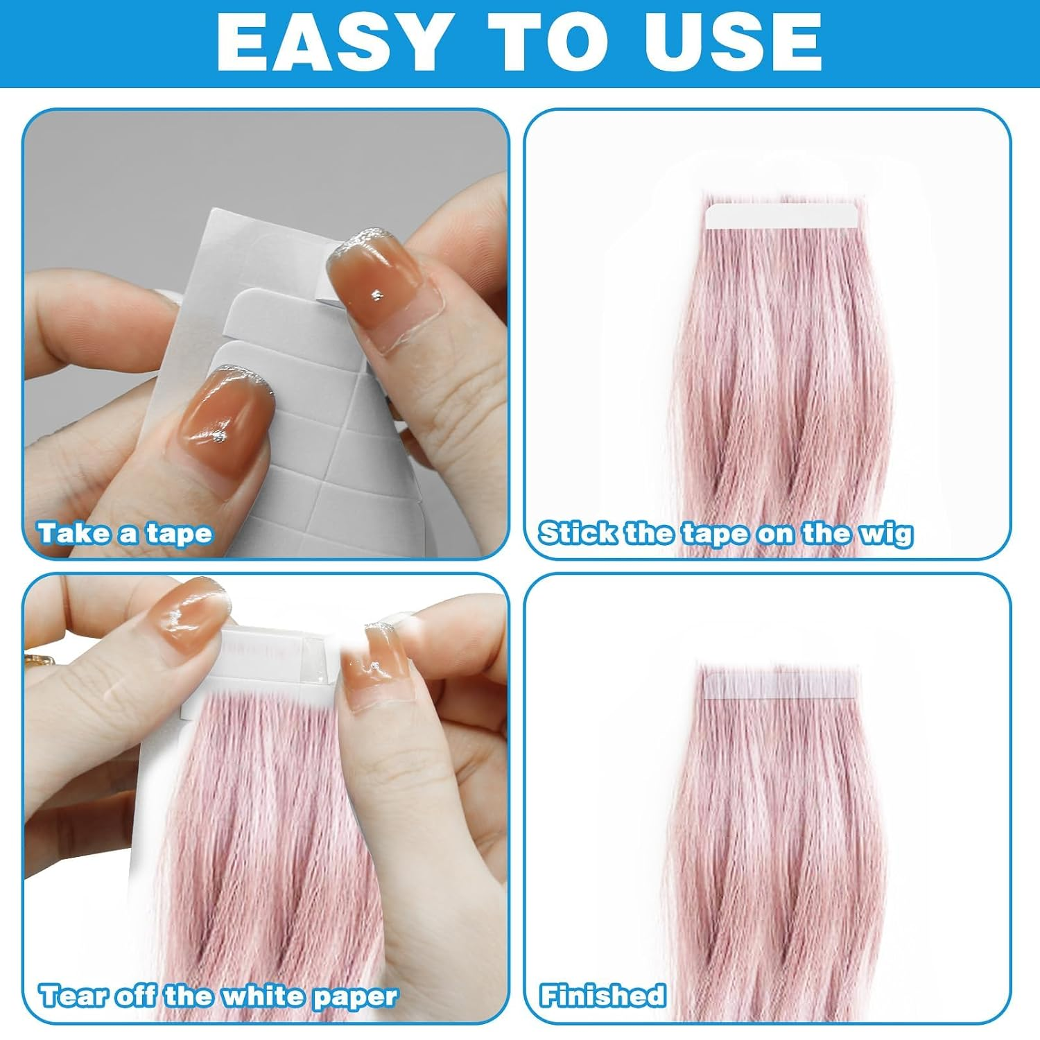 120Pcs Hair Extension Tape, White Hair Tape Replacement Adhesive Human Hair Tape Hair Extensions Double Sided Tape in Hair Extensions Human Hair, Hair Tape for Extensions Hair Salon Beauty Supplies - Image 6