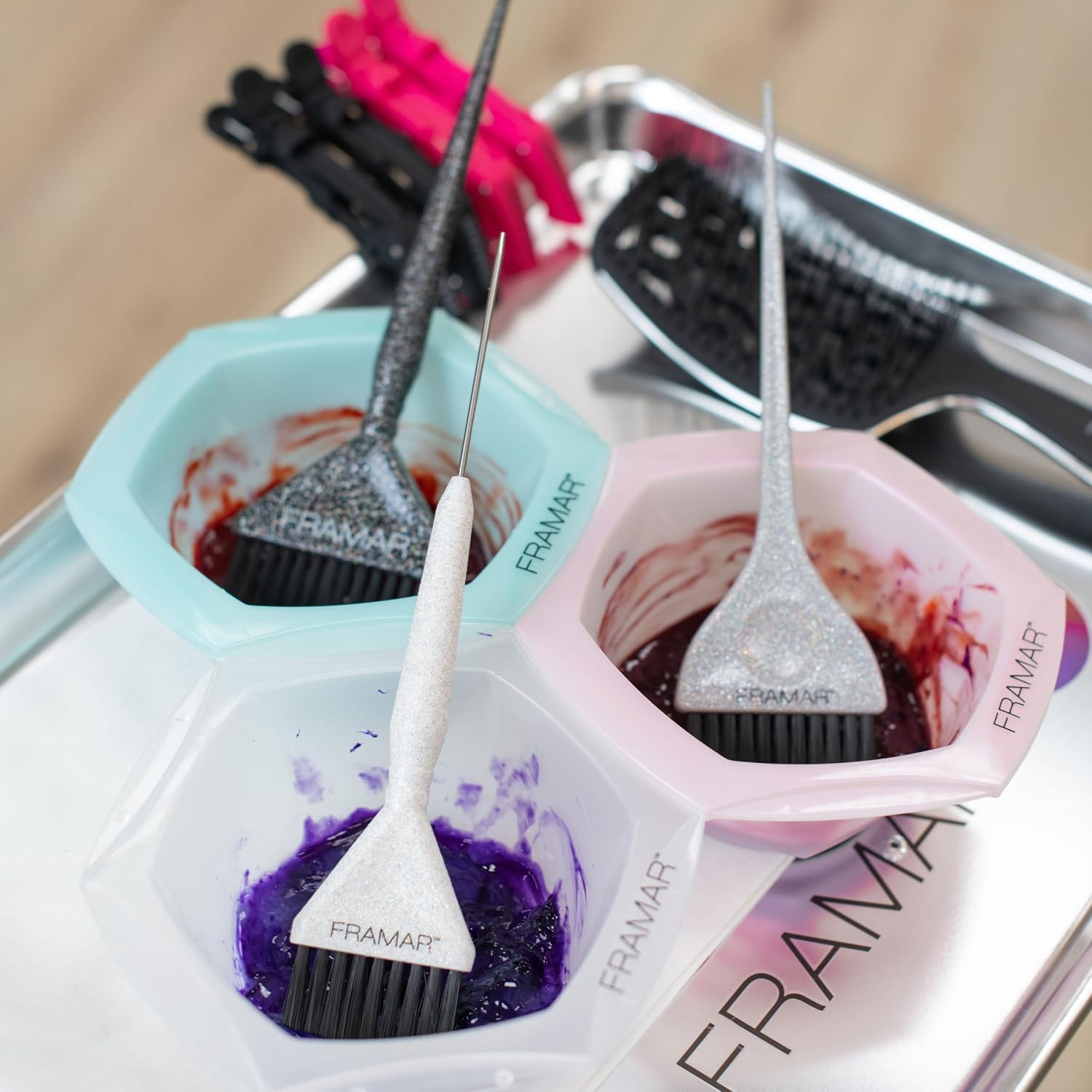 Glitter Hair Color Brush Set, Hair Dye Brush Kit - Image 3