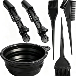 6Pcs Professional Salon Hair Coloring Dyeing Kit, Hair Bleach Dit Hair Coloring Products with Hair Dye Brush, Hair Color Bowl, Hair Clips