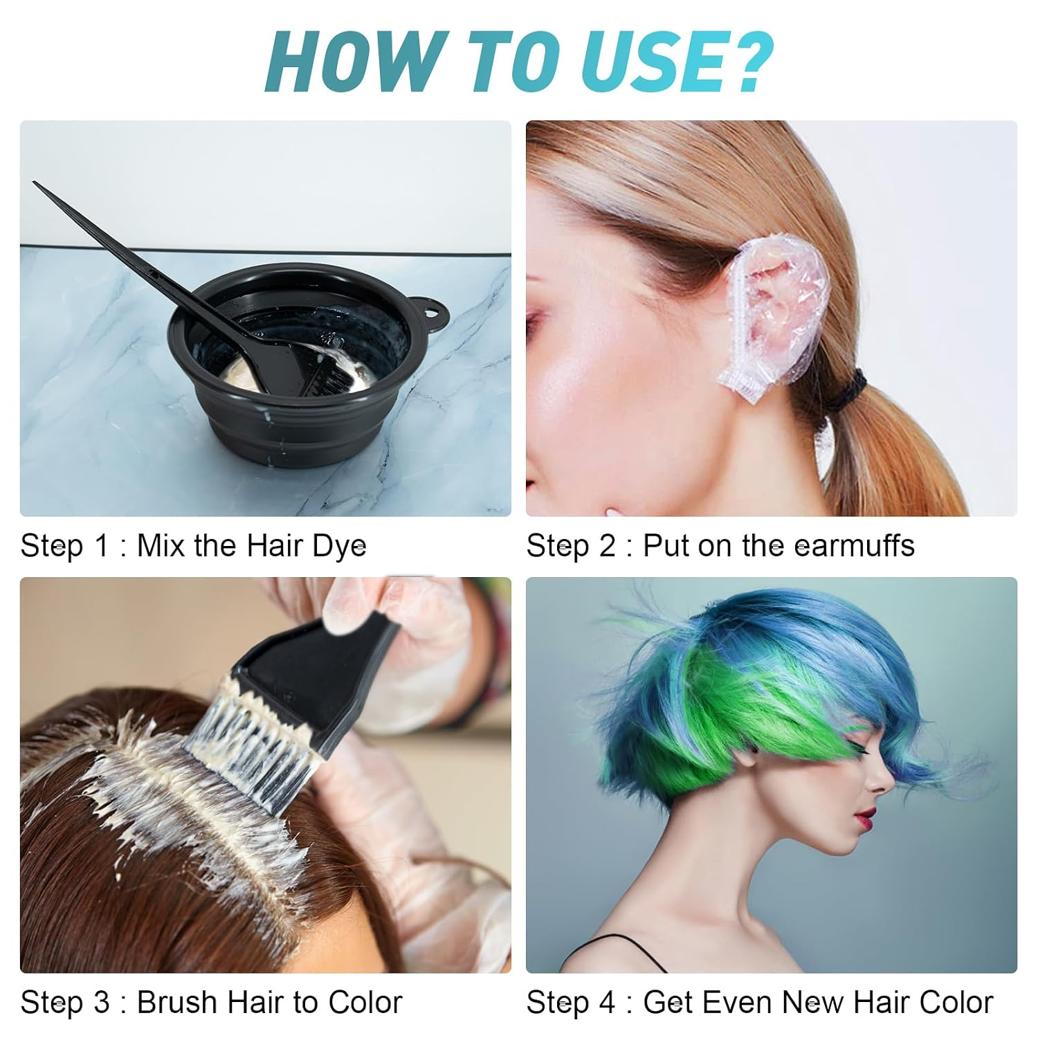 12 Pcs Hair Bleach Kit Professional Hair Coloring Products with Hair Dye Brush, Hair Color Bowl, Earmuffs, Hair Clips for Salon Hair Dye, Hair Color at Home, Hair Highlighting - Image 6