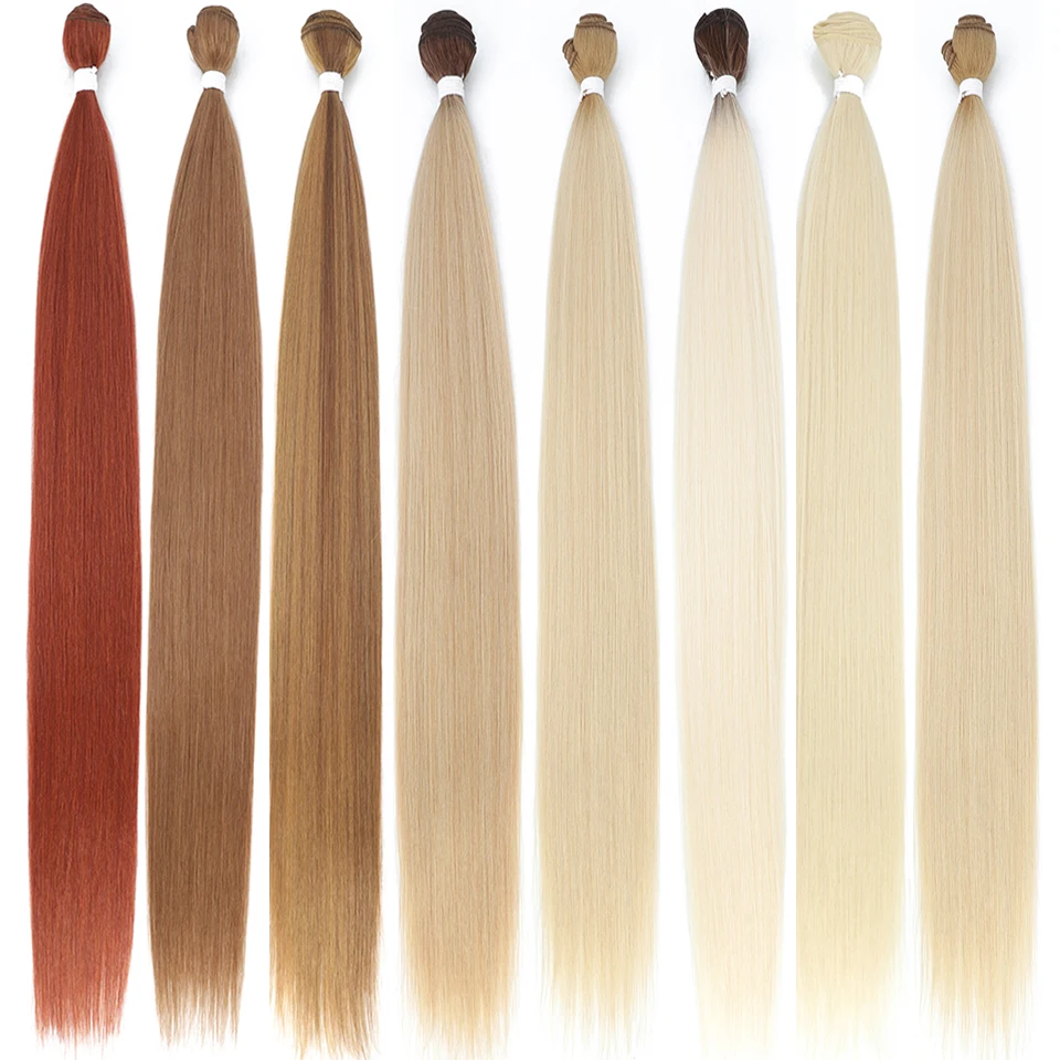 Bone Straight Hair Bundles Salon Natural Hair Extensions Fake Fibers Super Long Synthetic Yaki Straight Hair Weaving Full to End - Image 3