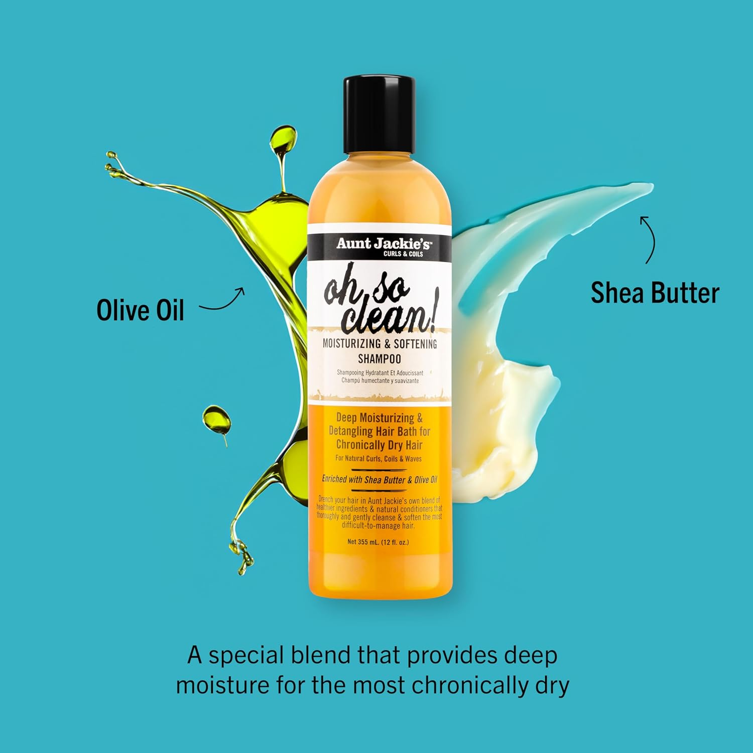 Curls and Coils Oh so Clean Deep Moisturizing and Softening Hair Shampoo for Natural Curls, Coils and Waves, Enriched Shea Butter, 12 Oz - Image 2