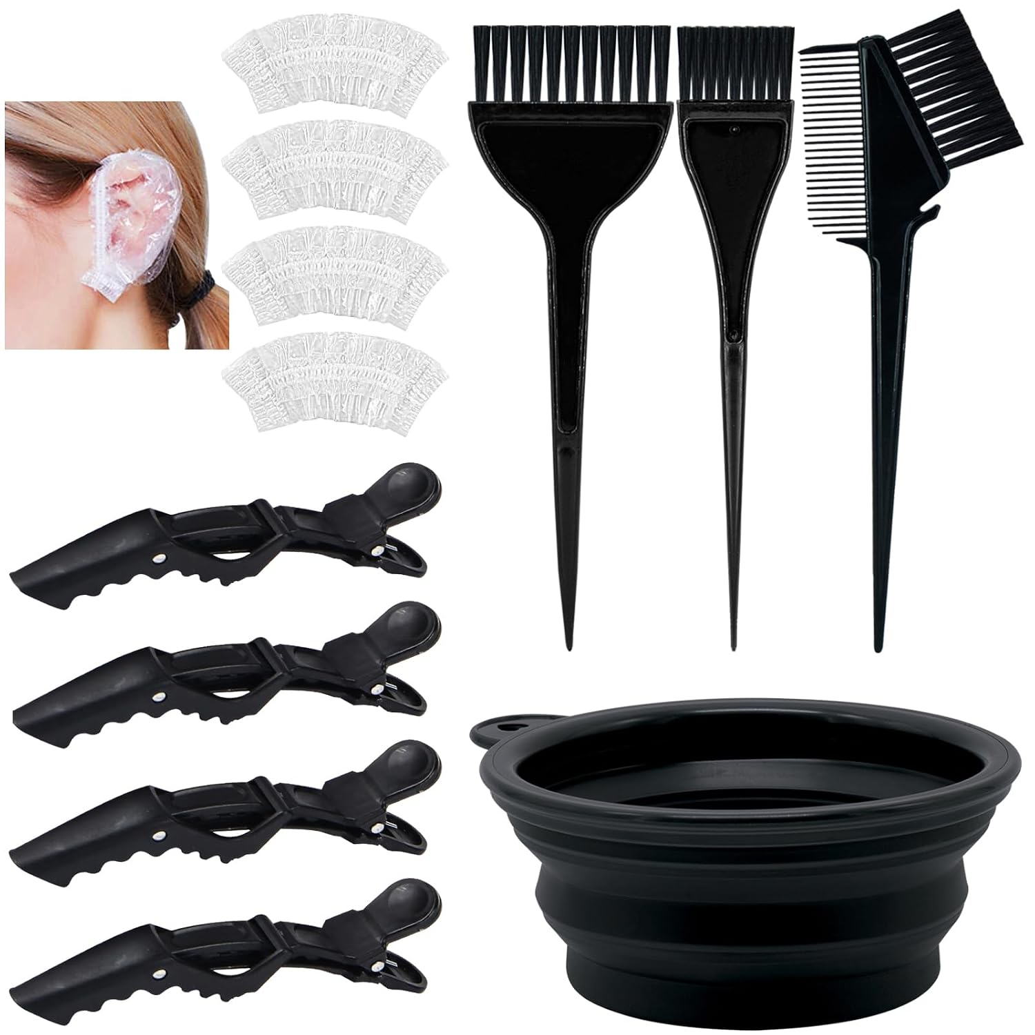 12 Pcs Hair Bleach Kit Professional Hair Coloring Products with Hair Dye Brush, Hair Color Bowl, Earmuffs, Hair Clips for Salon Hair Dye, Hair Color at Home, Hair Highlighting