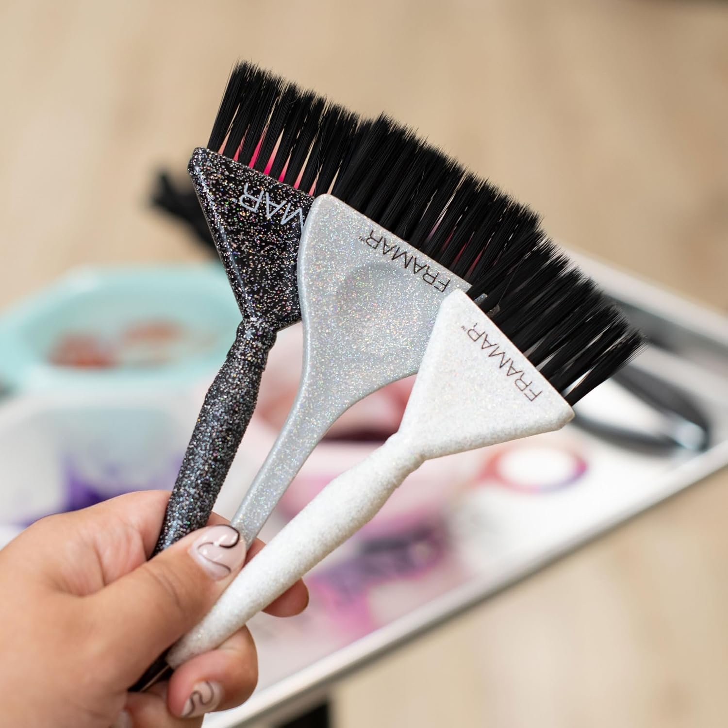 Glitter Hair Color Brush Set, Hair Dye Brush Kit - Image 2