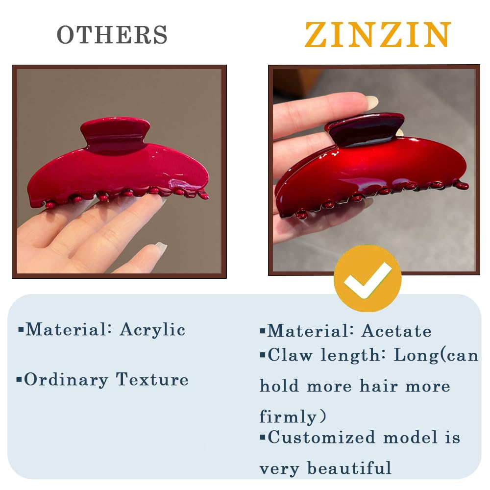 Hair Claw Clips for Women, Red Hair Clips Nonslip Retro Hair Clips for Thick & Thin Hair & Curly Hair Fashion Hair Accessories - Image 2