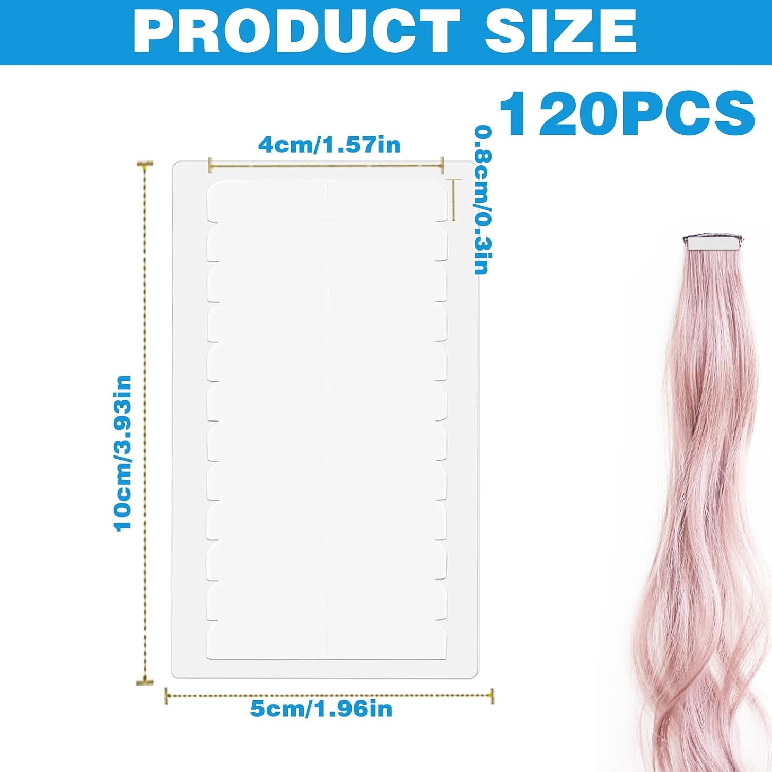120Pcs Hair Extension Tape, White Hair Tape Replacement Adhesive Human Hair Tape Hair Extensions Double Sided Tape in Hair Extensions Human Hair, Hair Tape for Extensions Hair Salon Beauty Supplies - Image 2