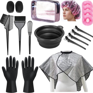 Hair Dye Kit 18 Pieces Hair Coloring Kit, Hair Tinting Bowl, Hair Agitator, Dye Brush, Ear Cover, Hairpin, Hair Coloring Cape for Hair Coloring Hair Dye Tools and DIY at Home