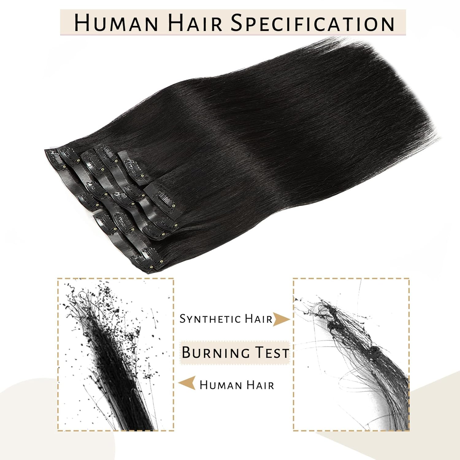 Clip in Hair Extensions Real Human Hair 14Inch Invisible Seamless Clip in Human Hair Extensions PU Skin Weft Color 1 Jet Black Human Hair Clip Ins for Women Silky Straight 7PCS 110G - Image 6