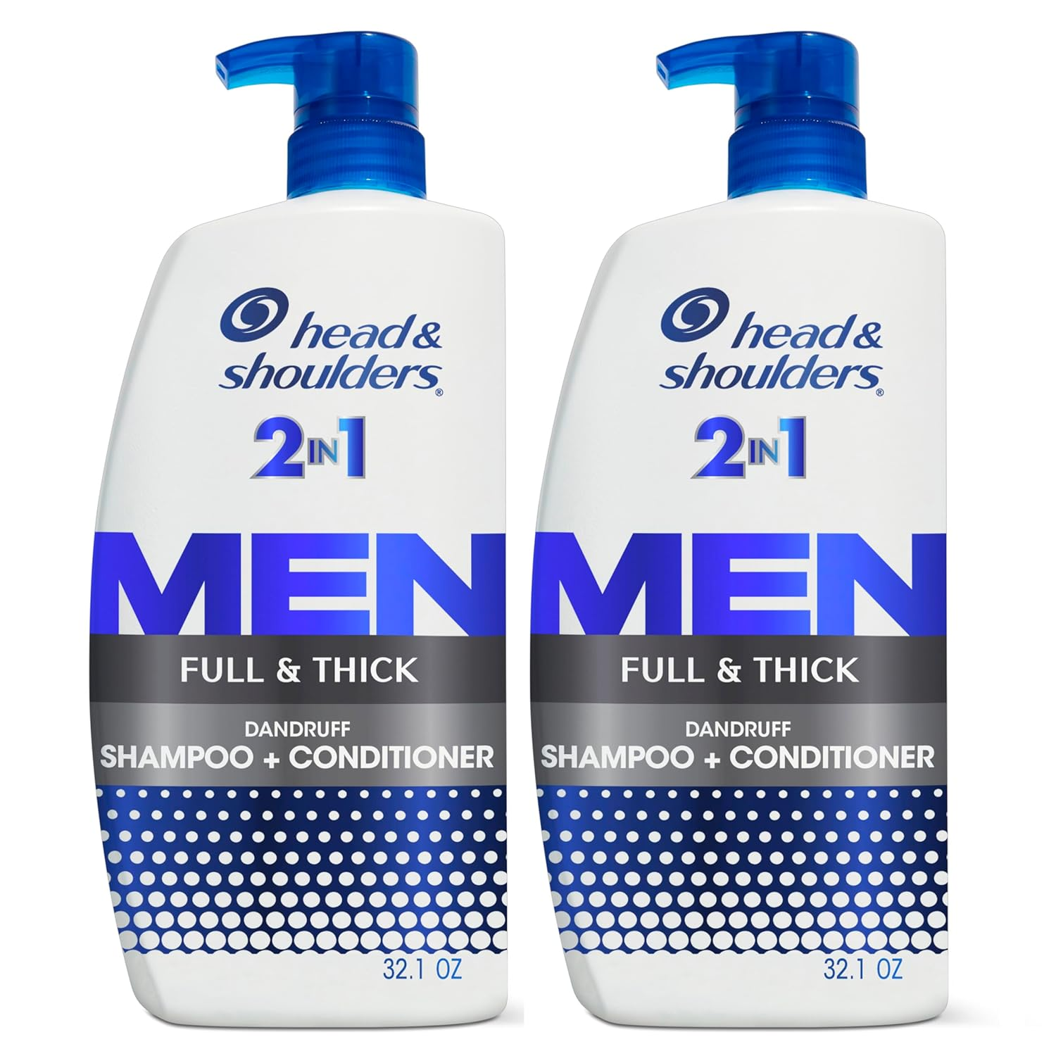 Anti-Dandruff Shampoo and Conditioner, Full and Thick 2-In-1 Twin Pack, 1% Pyrithione Zinc, Cleans to Restore Fullness to Thinning Hair, 32.1 Fl Oz Each